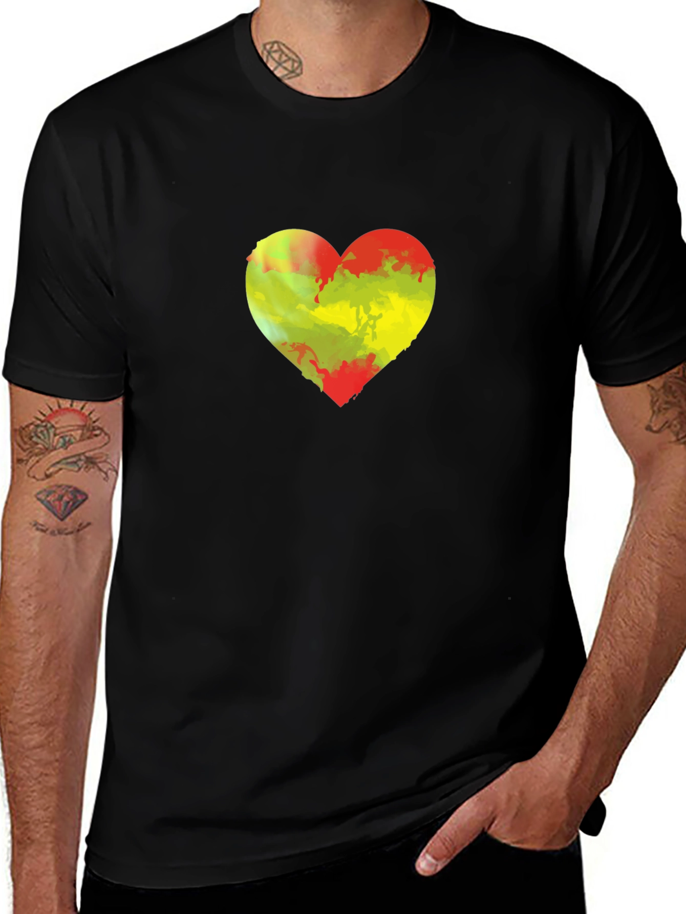 Variant 6 of Heart Rasta Colors T-Shirt - Black