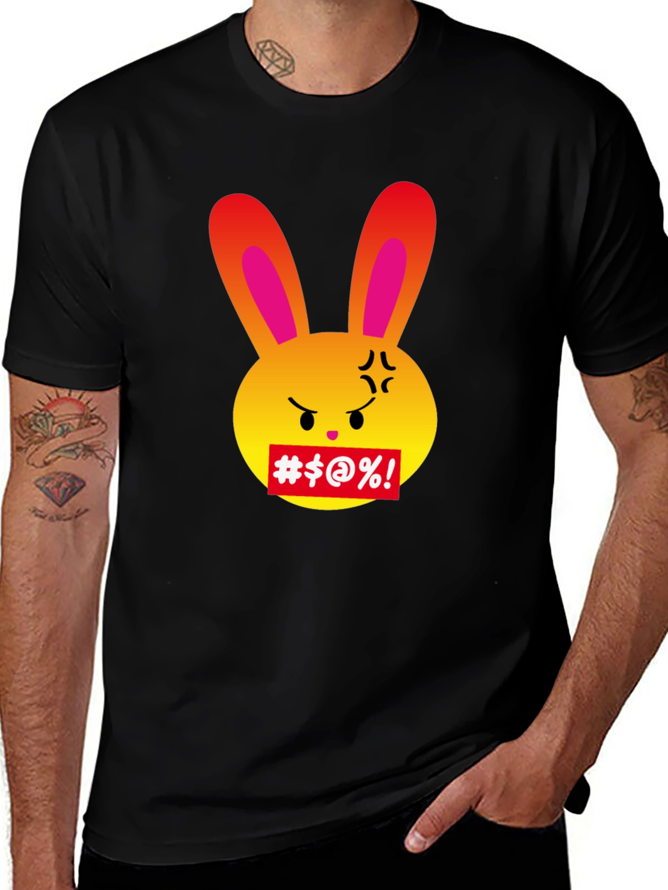 Angry Bunny Graphic Tee - Unisex Black T-Shirt