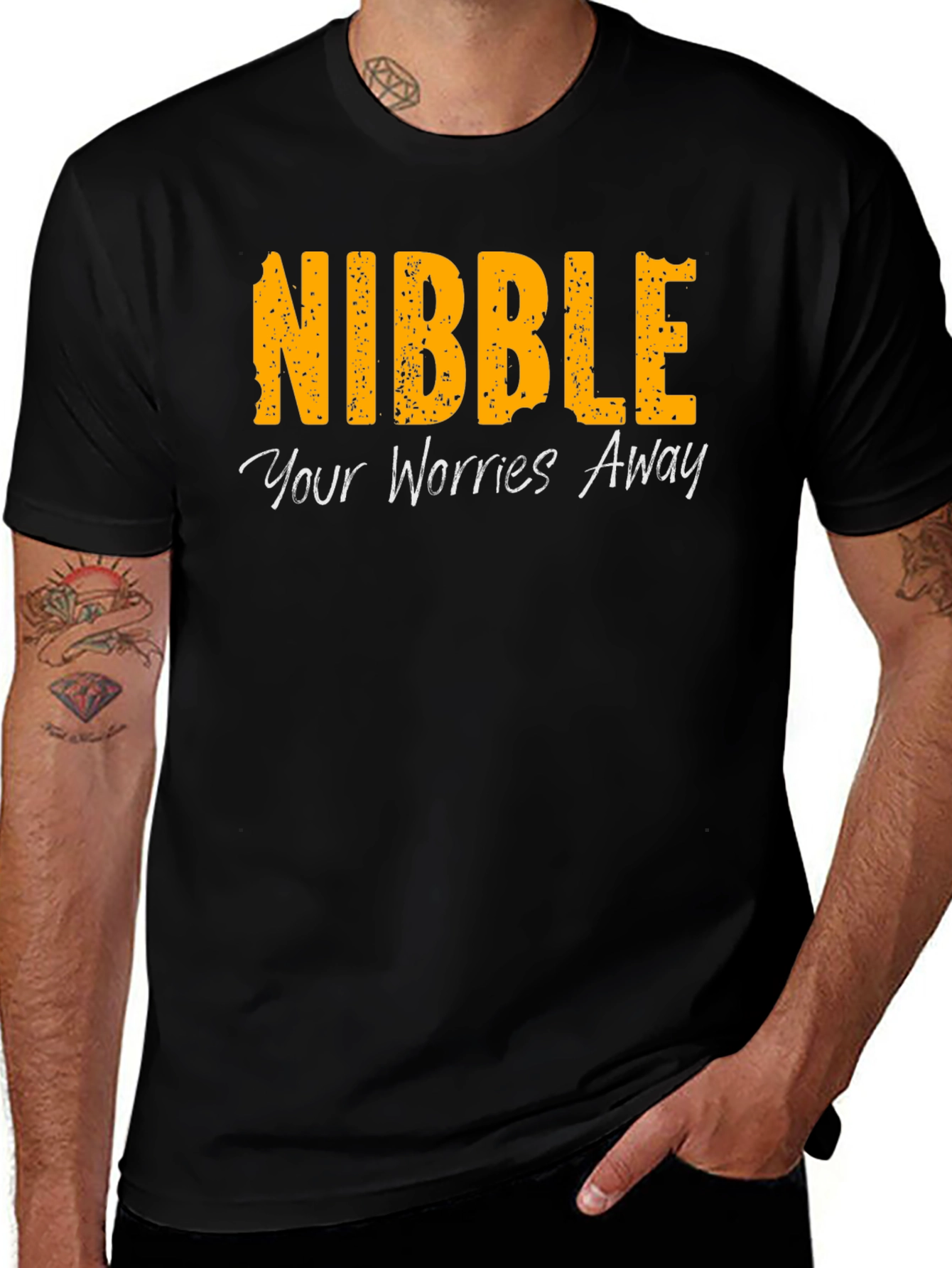 Variant 5 of Nibble Your Worries Away Black T-Shirt