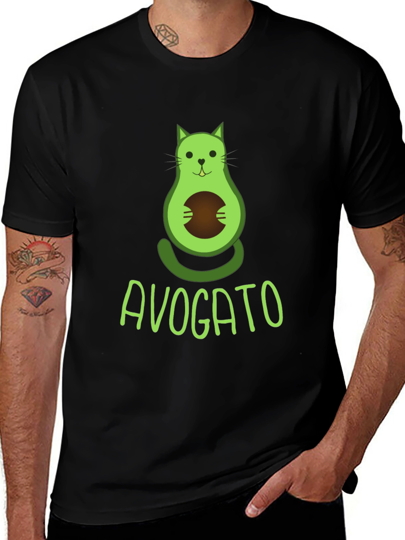 Avogato T-Shirt - Avocado Cat Graphic Tee