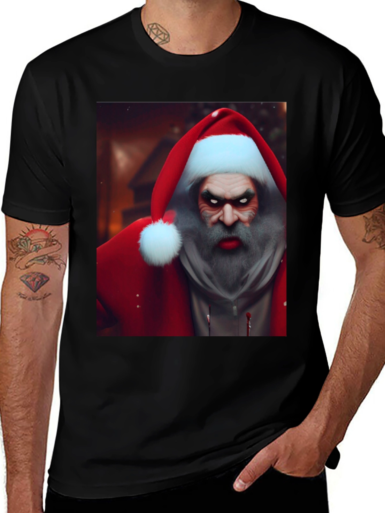Scary Santa Graphic Tee - Holiday Horror T-Shirt