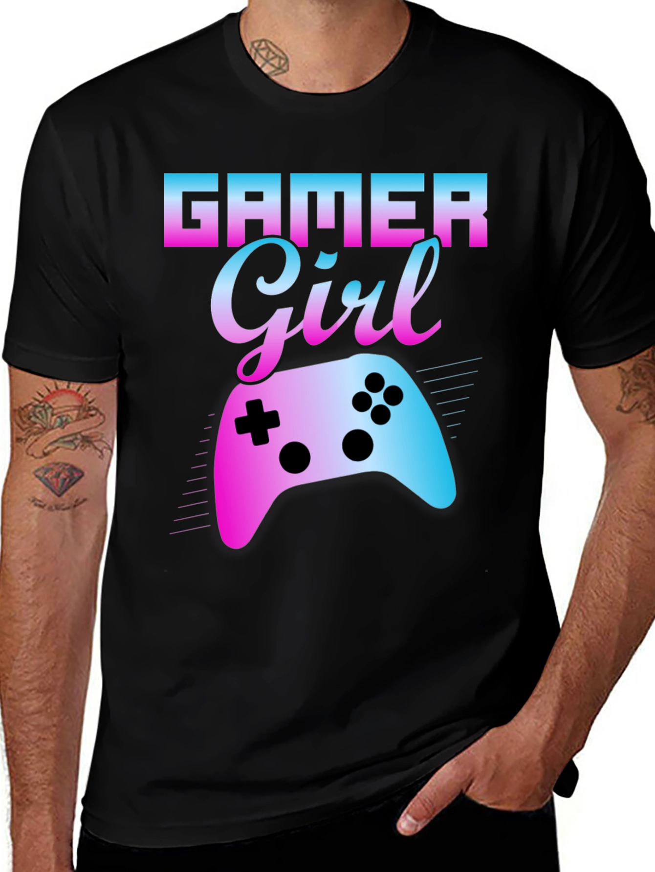 Variant 2 of Gamer Girl Gradient Controller Graphic T-Shirt