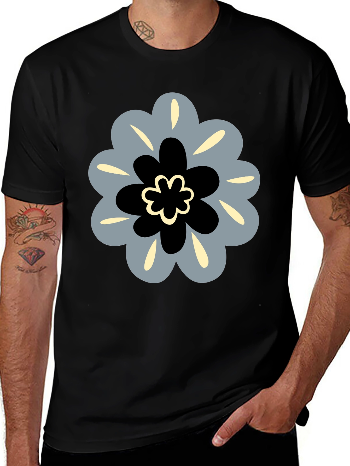 Variant 20 of Floral Graphic Black T-Shirt
