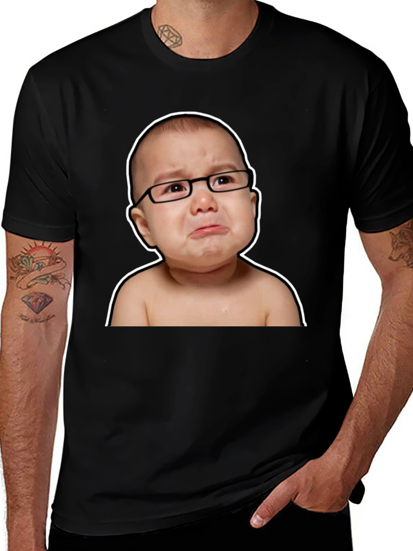 Black Crying Baby Graphic Tee main image