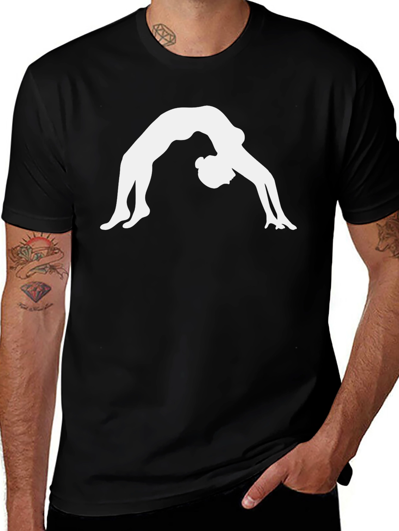 Variant 5 of Yoga Pose Graphic Tee - Black Cotton Blend