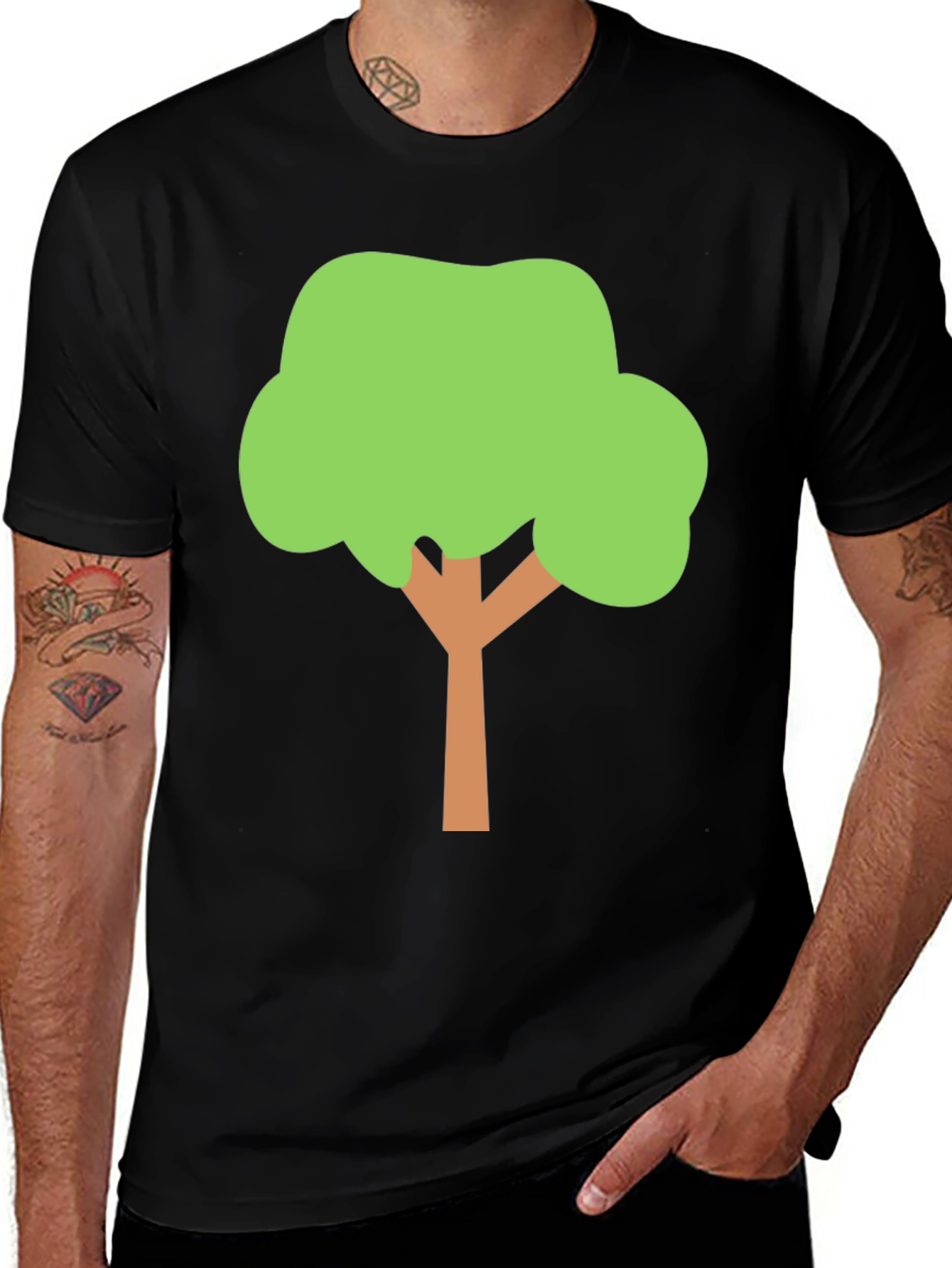 Variant 22 of Fun Tree Graphic Tee - Black Cotton Blend