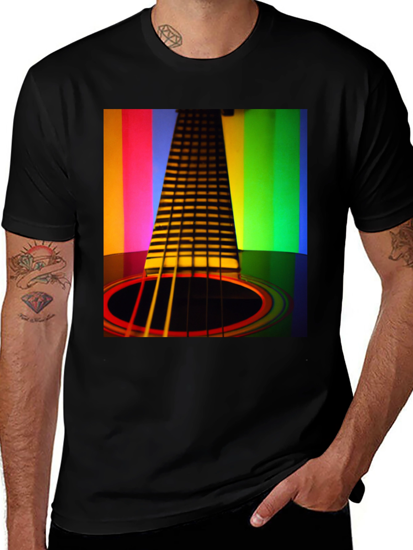 Variant 20 of Rainbow Guitar T-Shirt - Musical Harmony