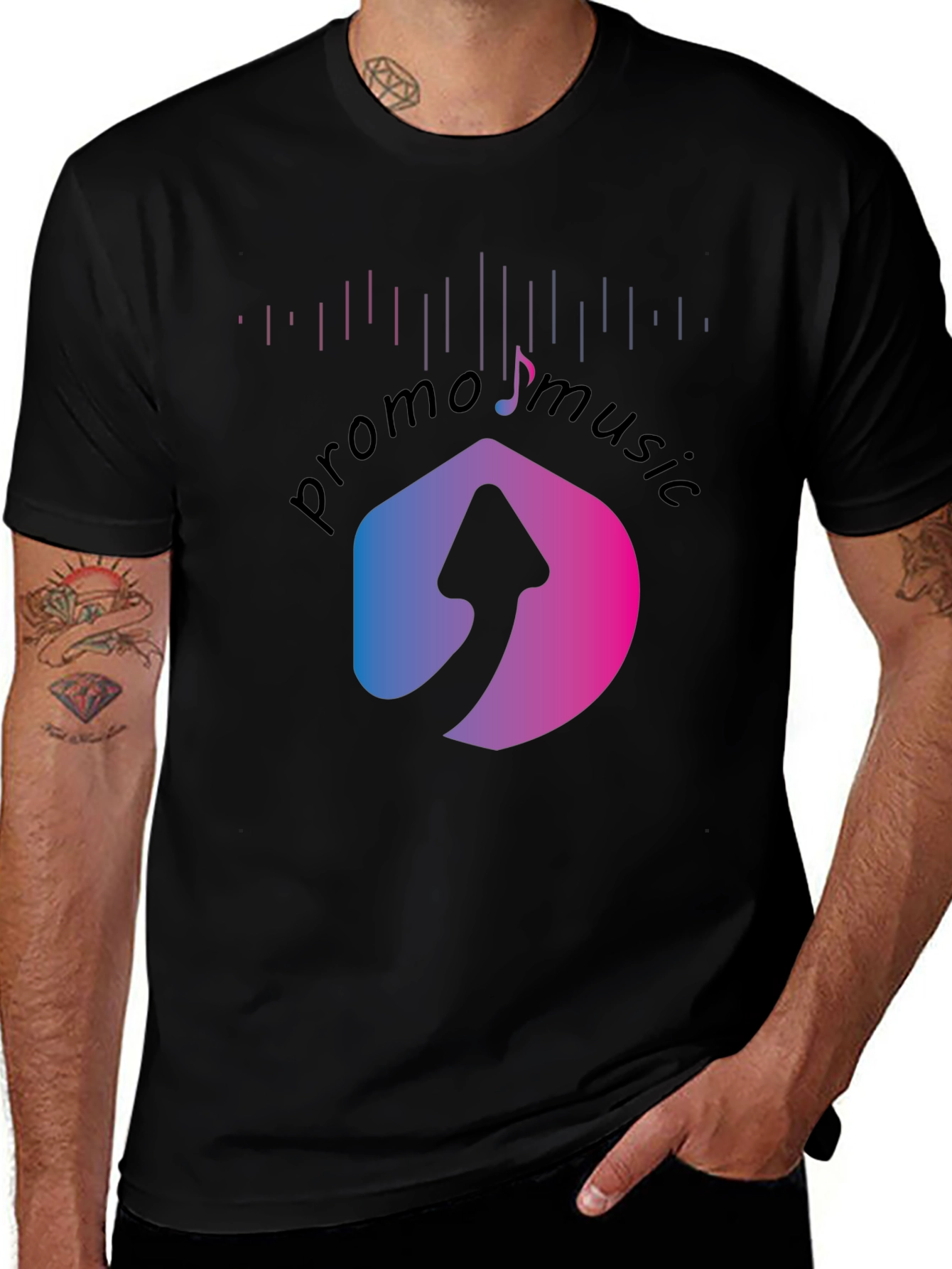 Variant 11 of Promo Music Black T-Shirt with Arrow Logo