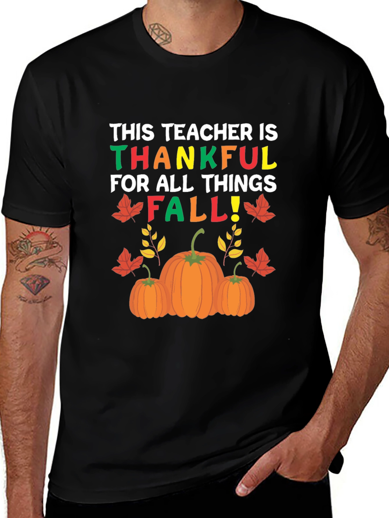 Variant 5 of Teacher Thankful Fall T-Shirt, Autumn Graphic Tee
