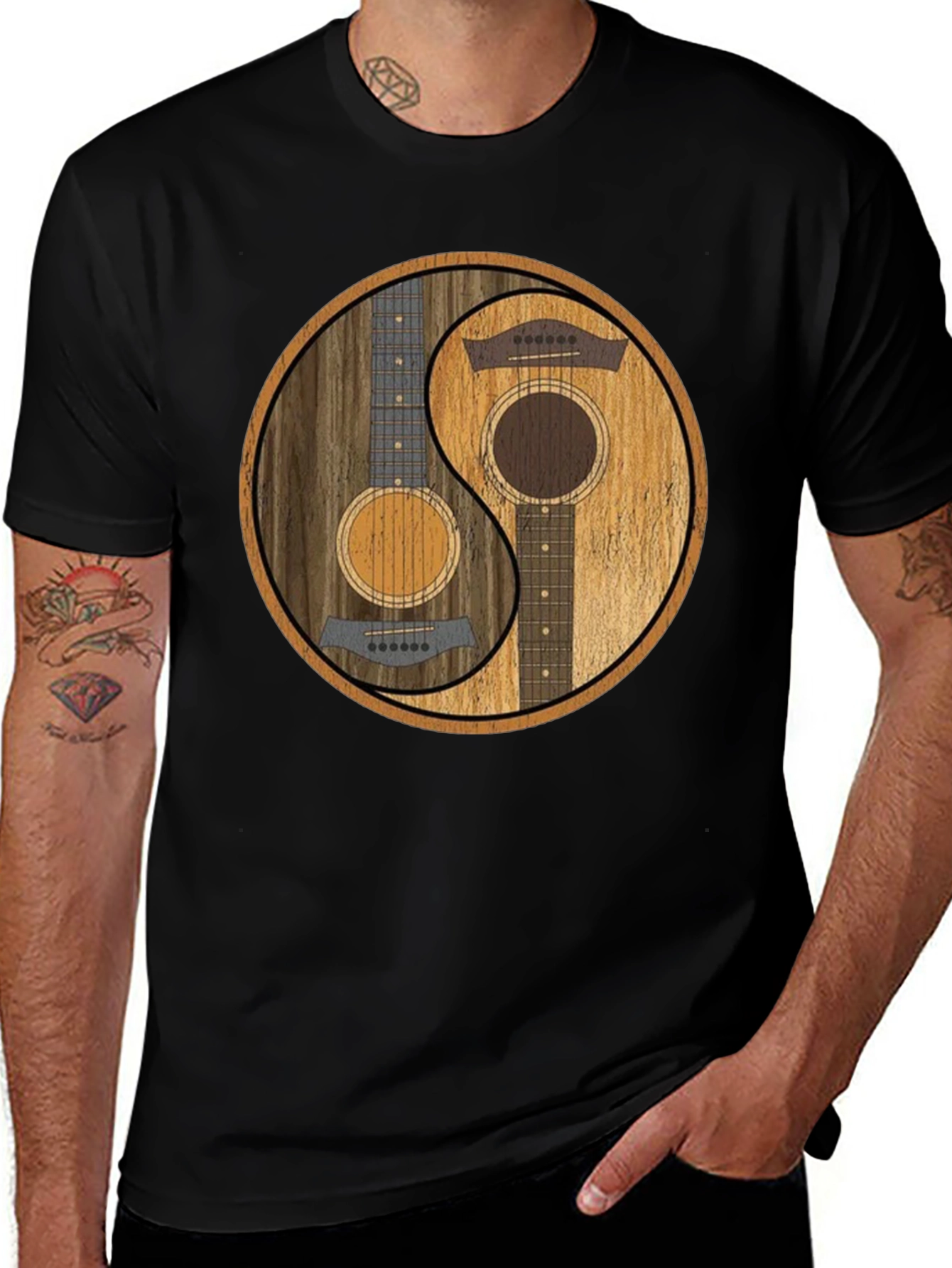 Variant 6 of Yin Yang Acoustic Guitar T-Shirt