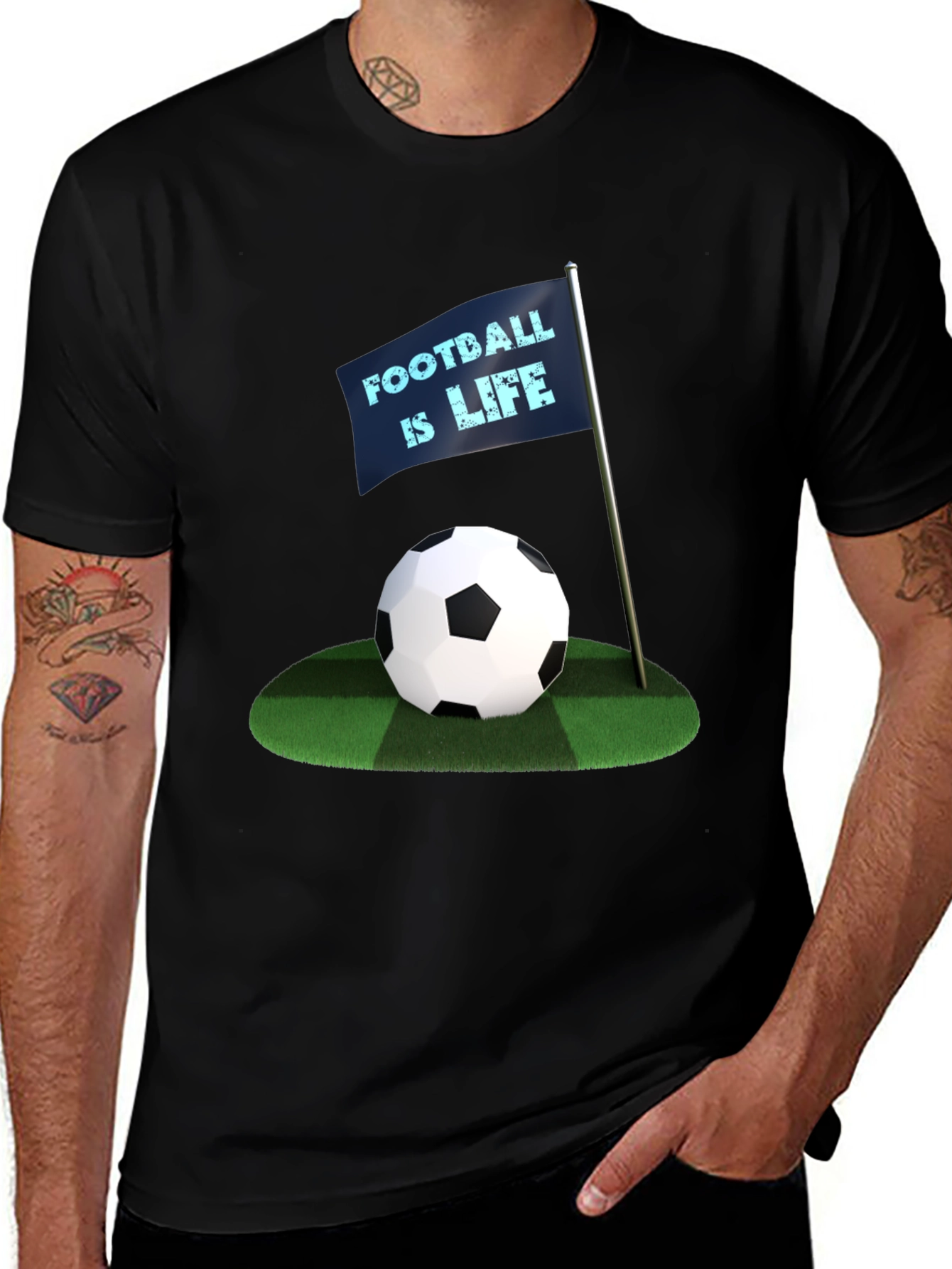 Variant 5 of Football Is Life Graphic Tee - Black Cotton Blend