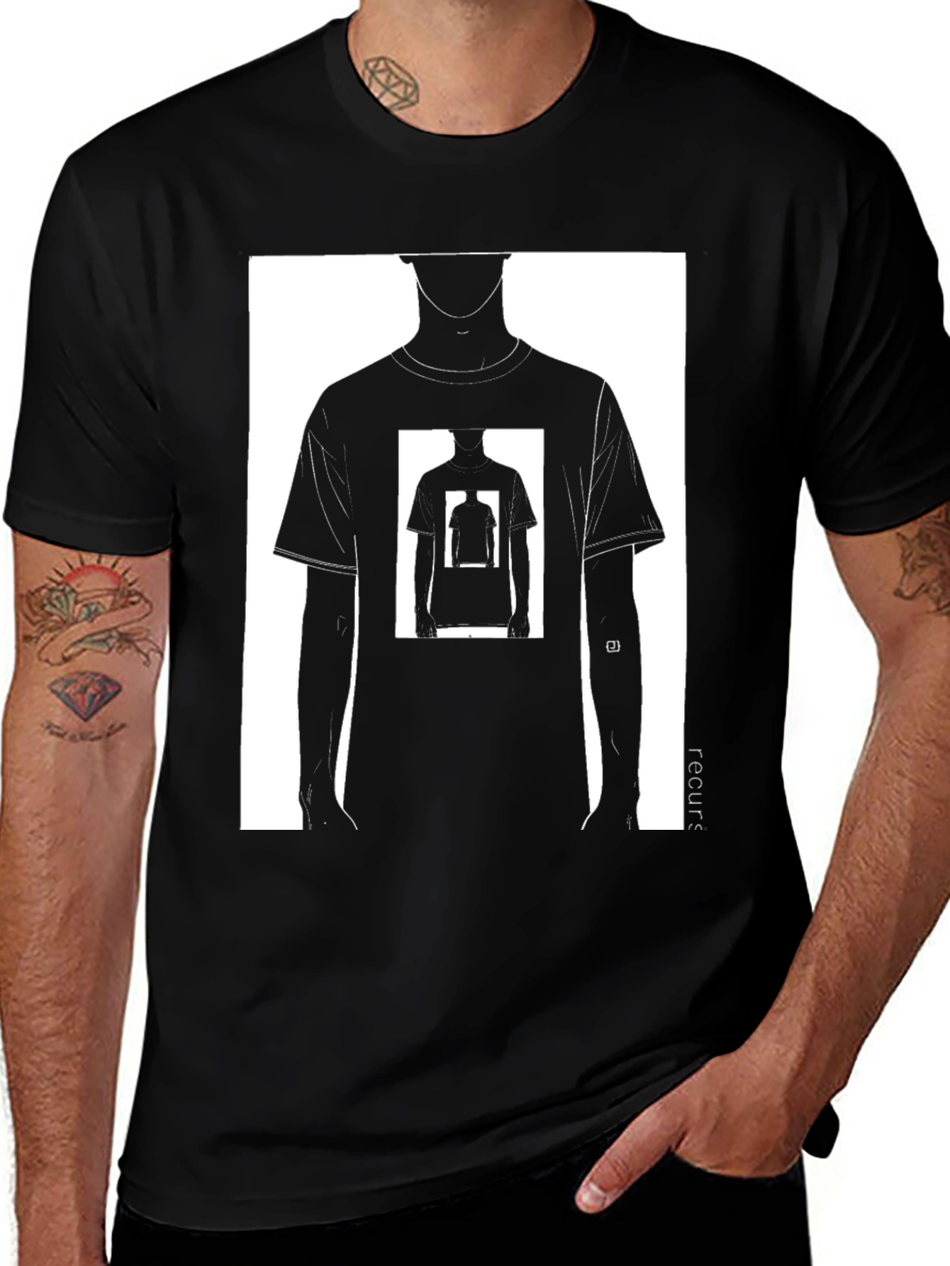 Variant 17 of Recursive Tee - Black Graphic T-Shirt