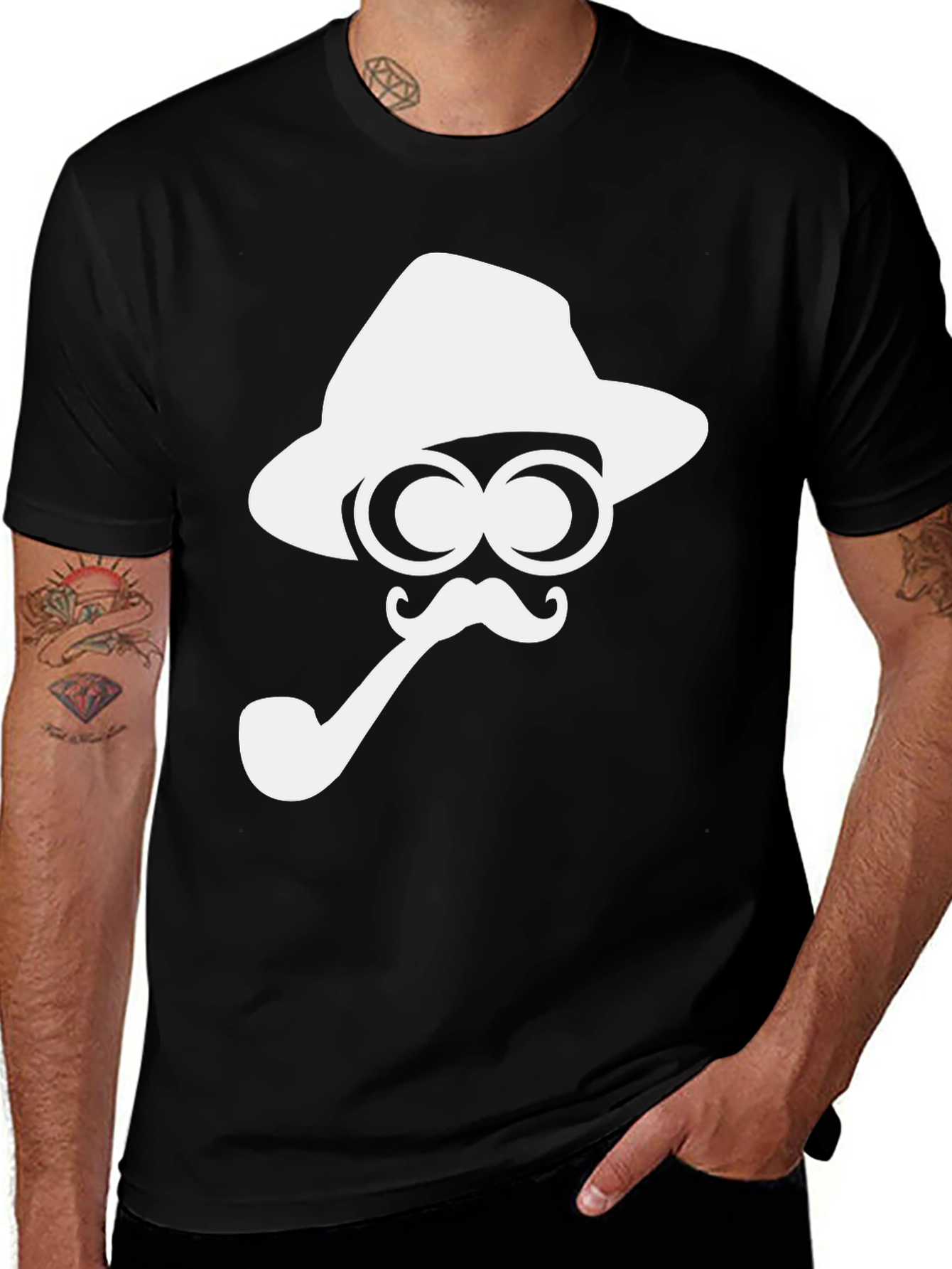 Variant 27 of Fun Detective Graphic Tee - Black Cotton T-Shirt
