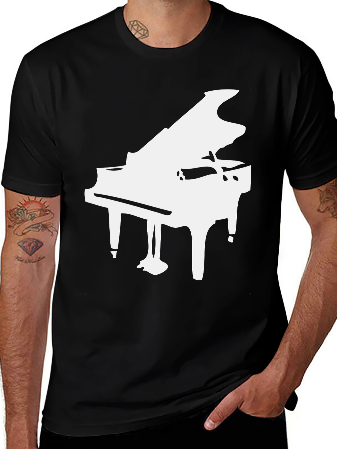 Variant 27 of Grand Piano Graphic Tee - Black Cotton T-Shirt