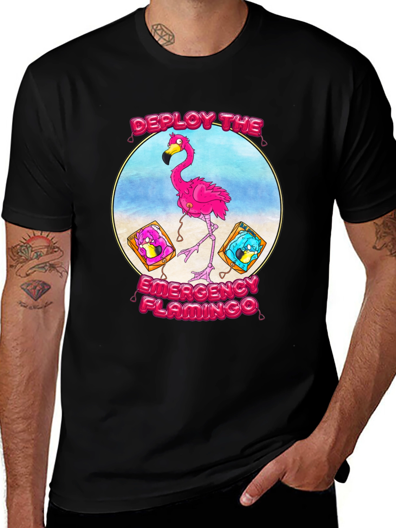 Emergency Flamingo Graphic Tee