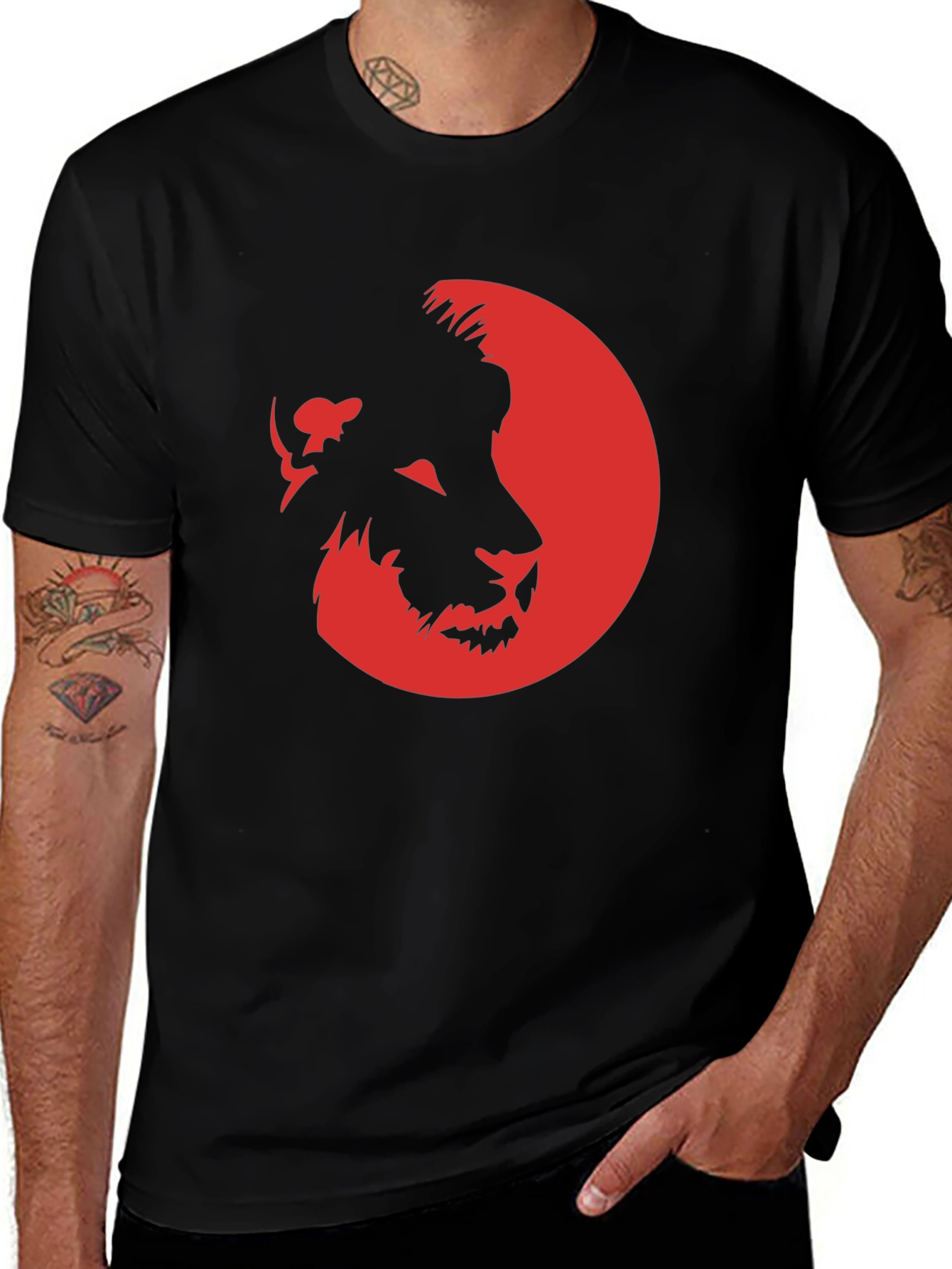 Variant 20 of Lion Silhouette Graphic T-Shirt - Black