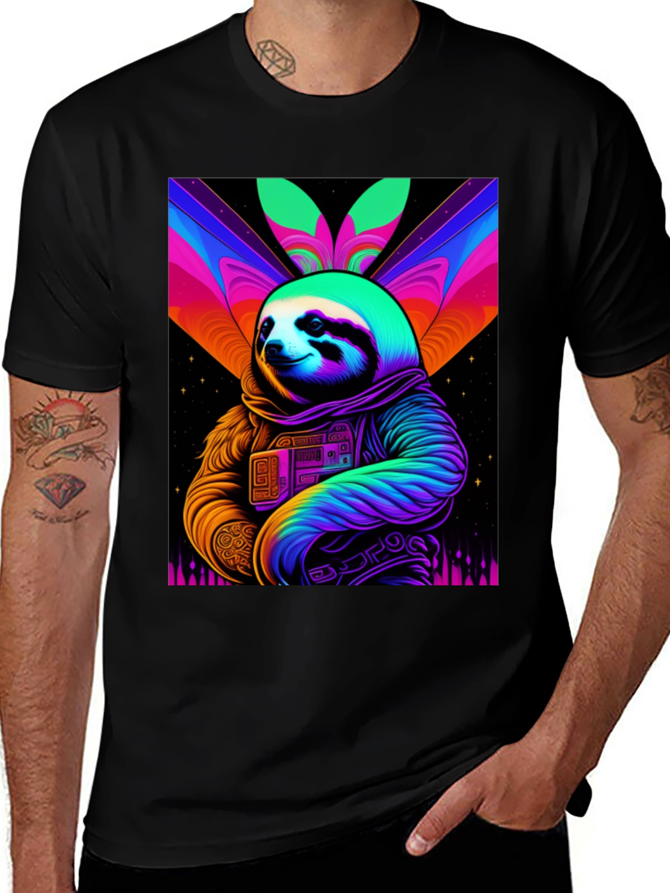 Variant 15 of Retro Sloth Astronaut T-Shirt