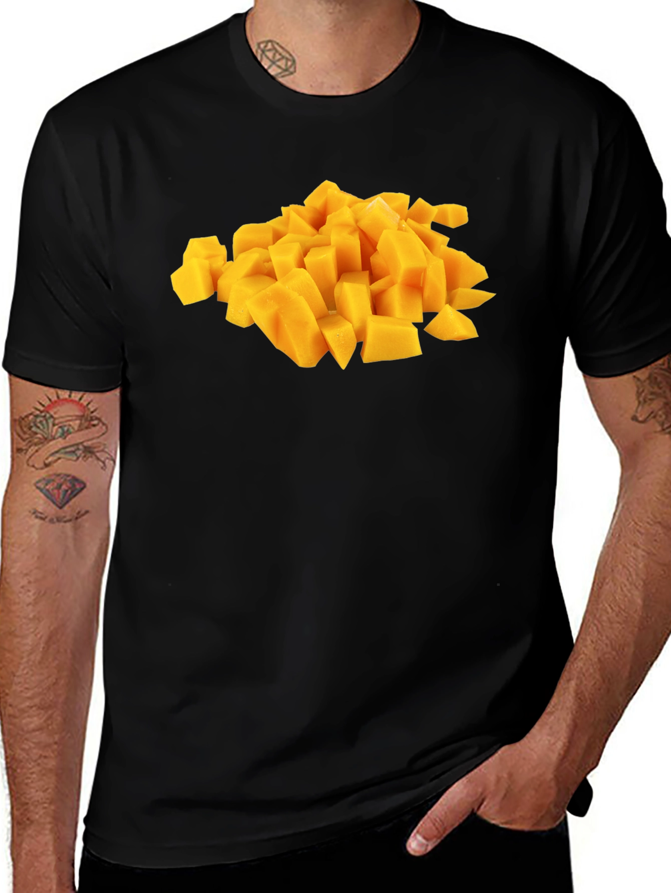 Variant 22 of Mango Chunks Graphic Tee -  Unique Fruit Lover's Shirt