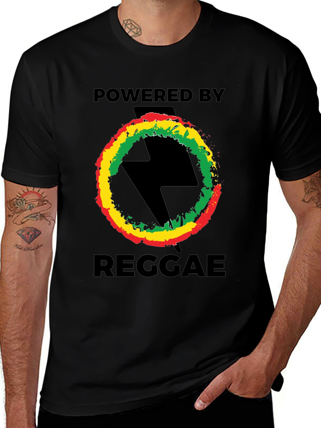 Black Powered By Reggae T-Shirt - Black main image