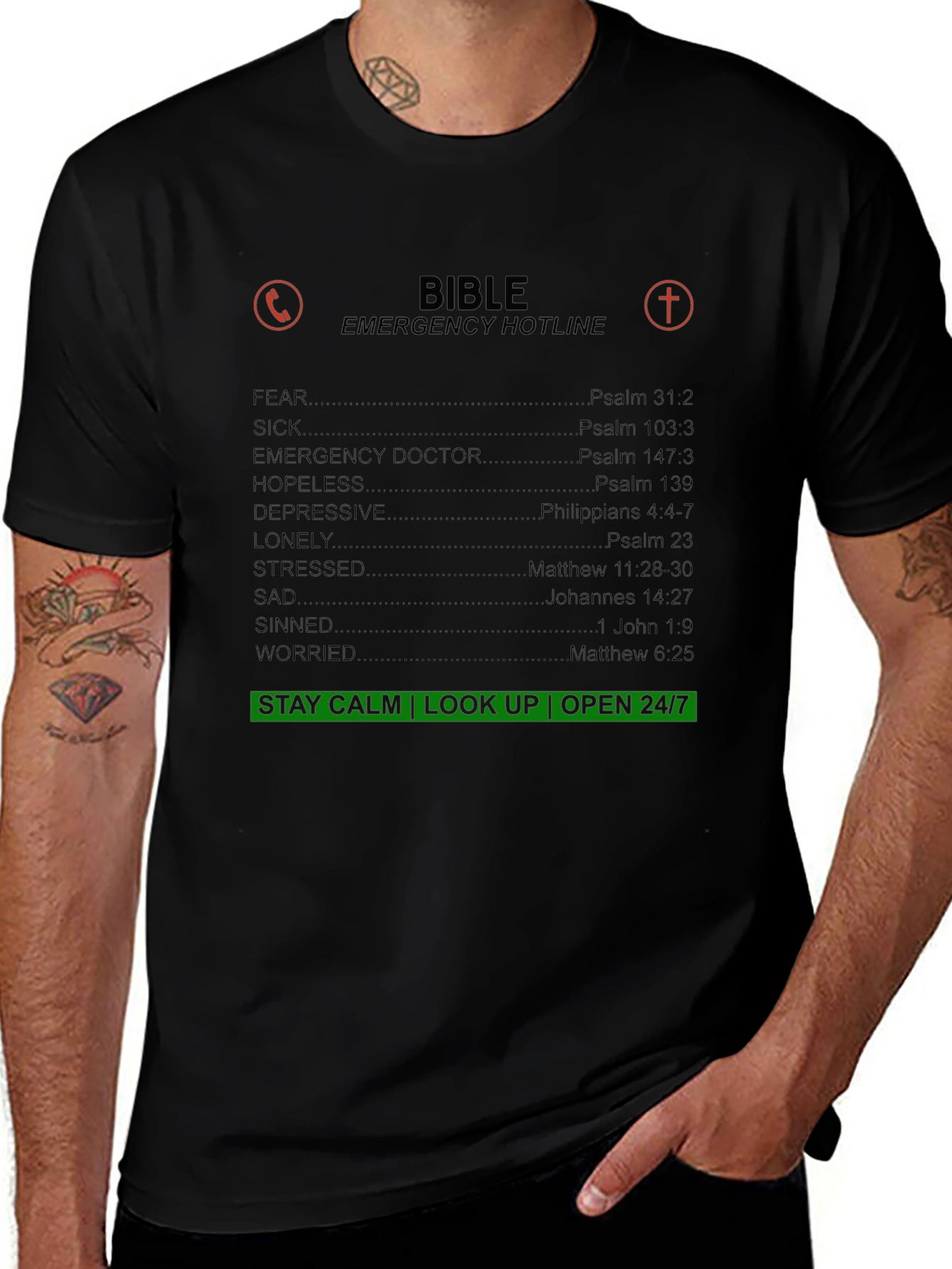 Bible Emergency Hotline Graphic T-Shirt