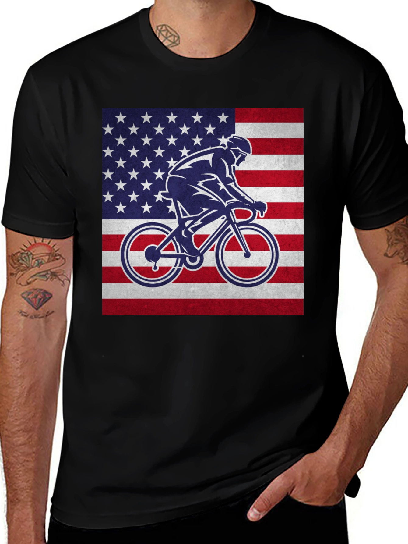 Variant 14 of American Flag Cyclist T-Shirt