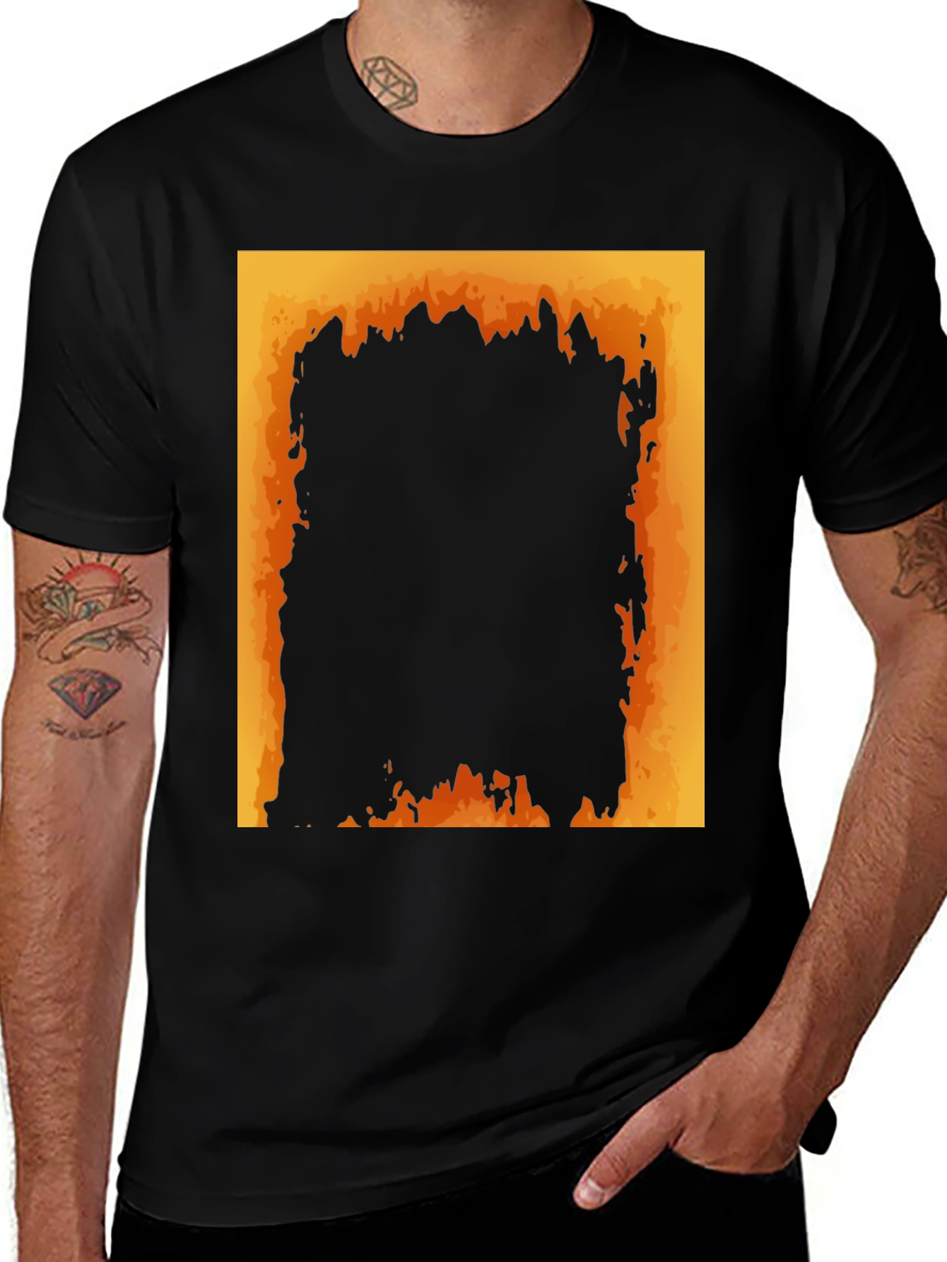 Variant 22 of Fiery Void Graphic Tee - Bold Black T-Shirt