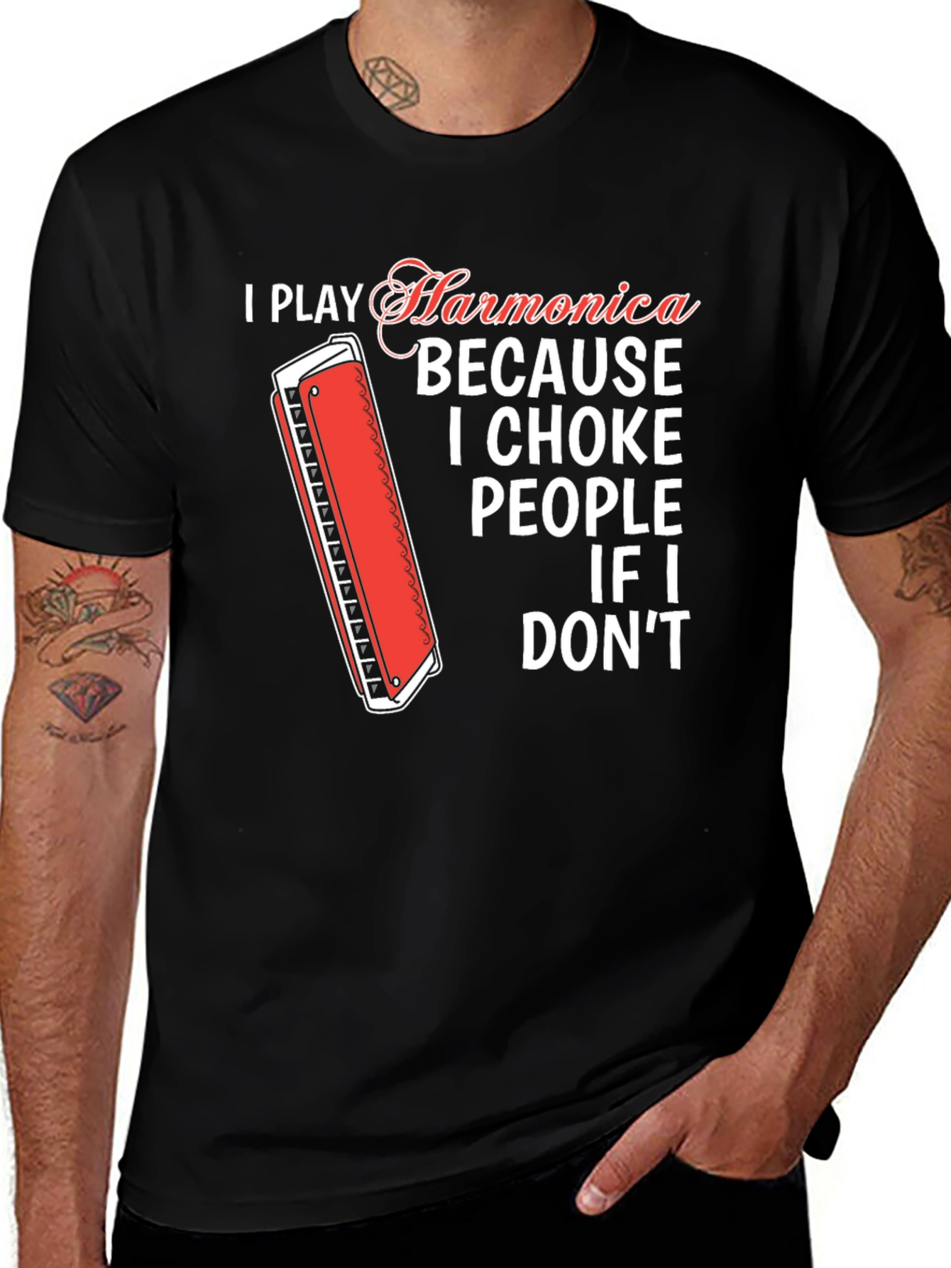 Harmonica Player Graphic T-Shirt