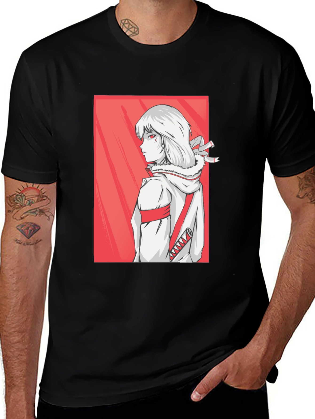 Variant 21 of Anime Graphic Print Black T-Shirt