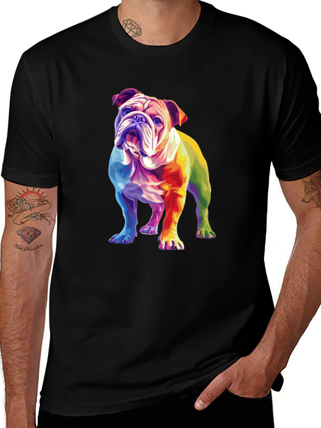 Variant 14 of Rainbow Bulldog Graphic T-Shirt