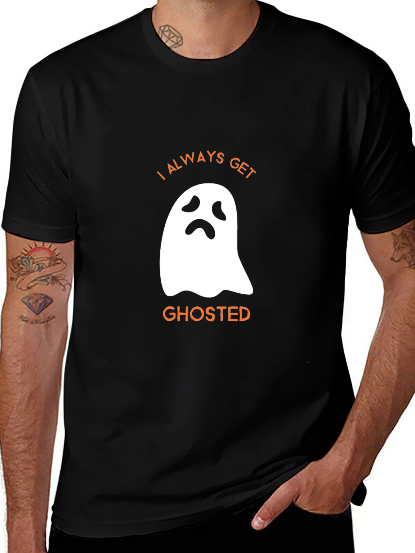 Variant 26 of Funny Halloween Ghosted Graphic Tee - Black