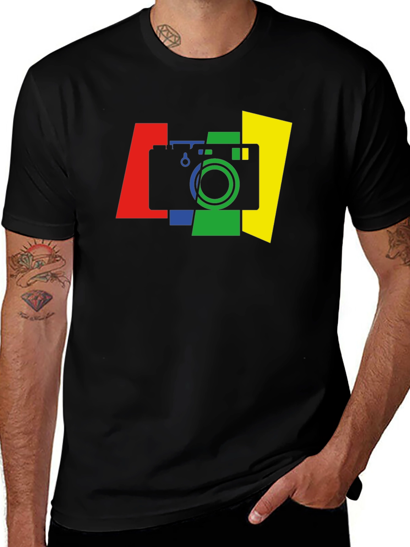 Variant 19 of Stylish Camera Graphic Tee - Black