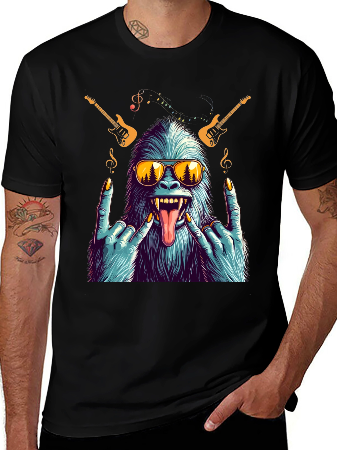 Variant 24 of Rocking Yeti T-Shirt - Cool Monster Graphic Tee