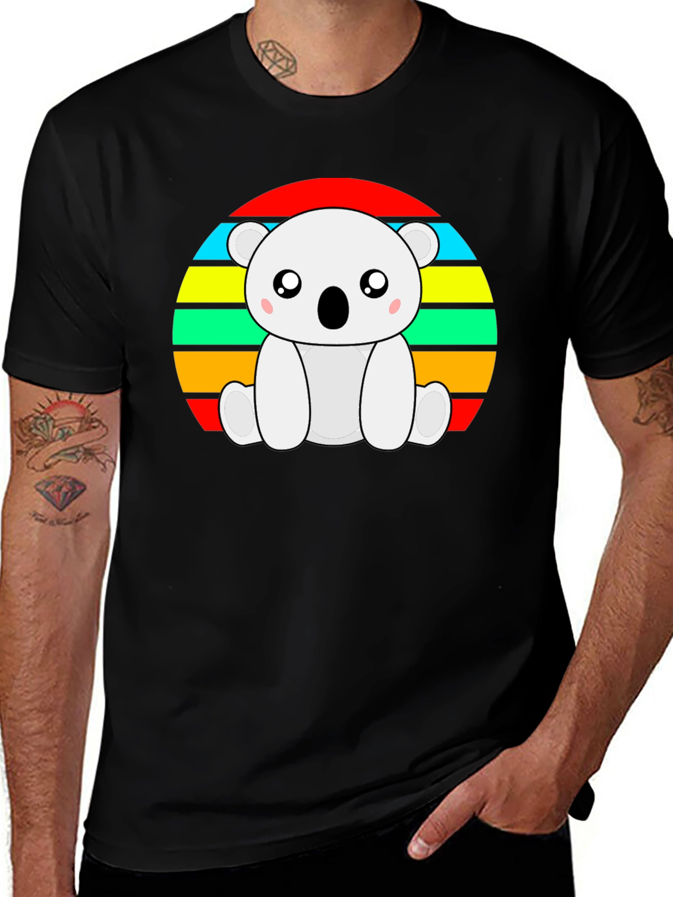 Variant 21 of Cute Koala Bear Retro Striped T-Shirt