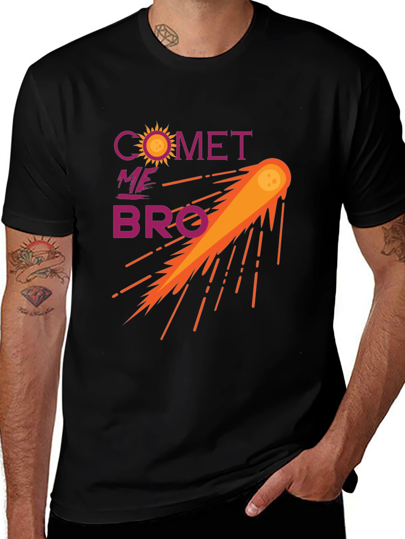 Variant 30 of Comet Me Bro Graphic Tee - Trendy Black T-Shirt