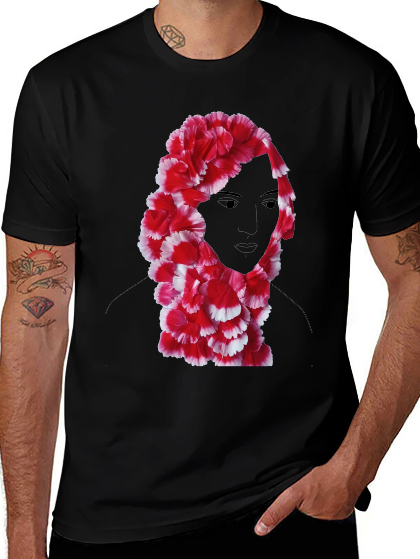 Variant 11 of Floral Portrait Graphic Tee - Unique Artistic Design