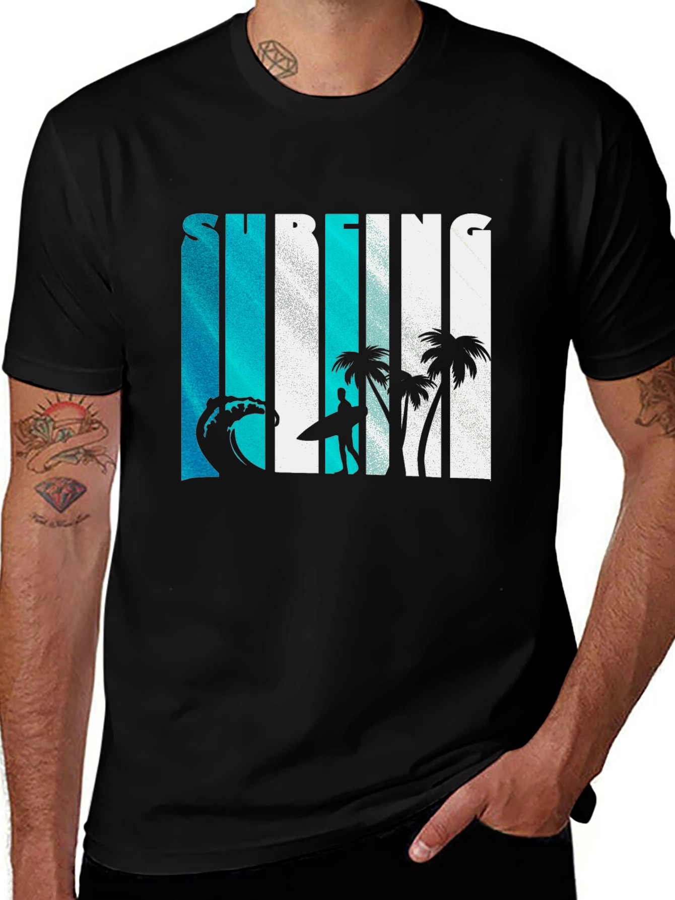 Variant 18 of Surfing Graphic Print Tee - Beach Vibes