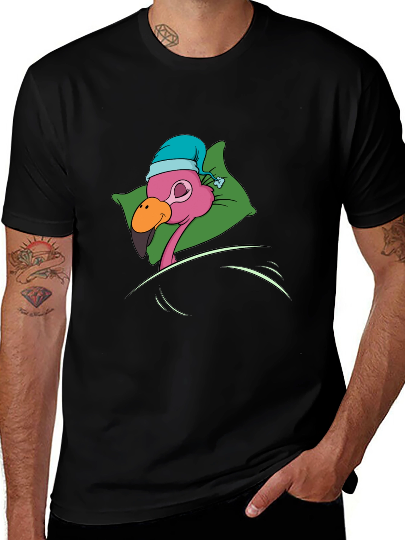 Variant 4 of Sleeping Flamingo Graphic T-Shirt - Quirky and Comfortable