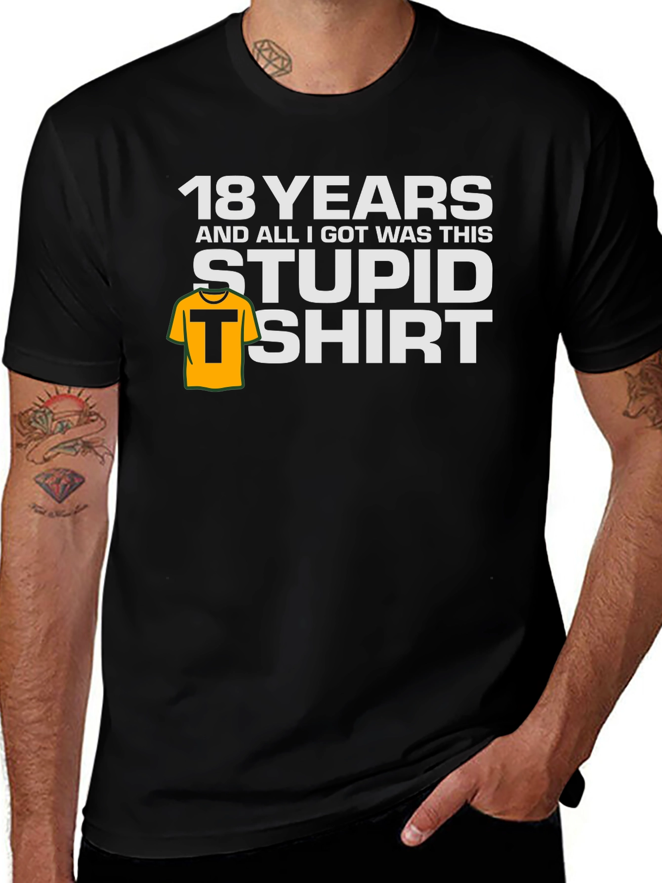 Variant 14 of Funny 18 Years Stupid Shirt Black T-Shirt