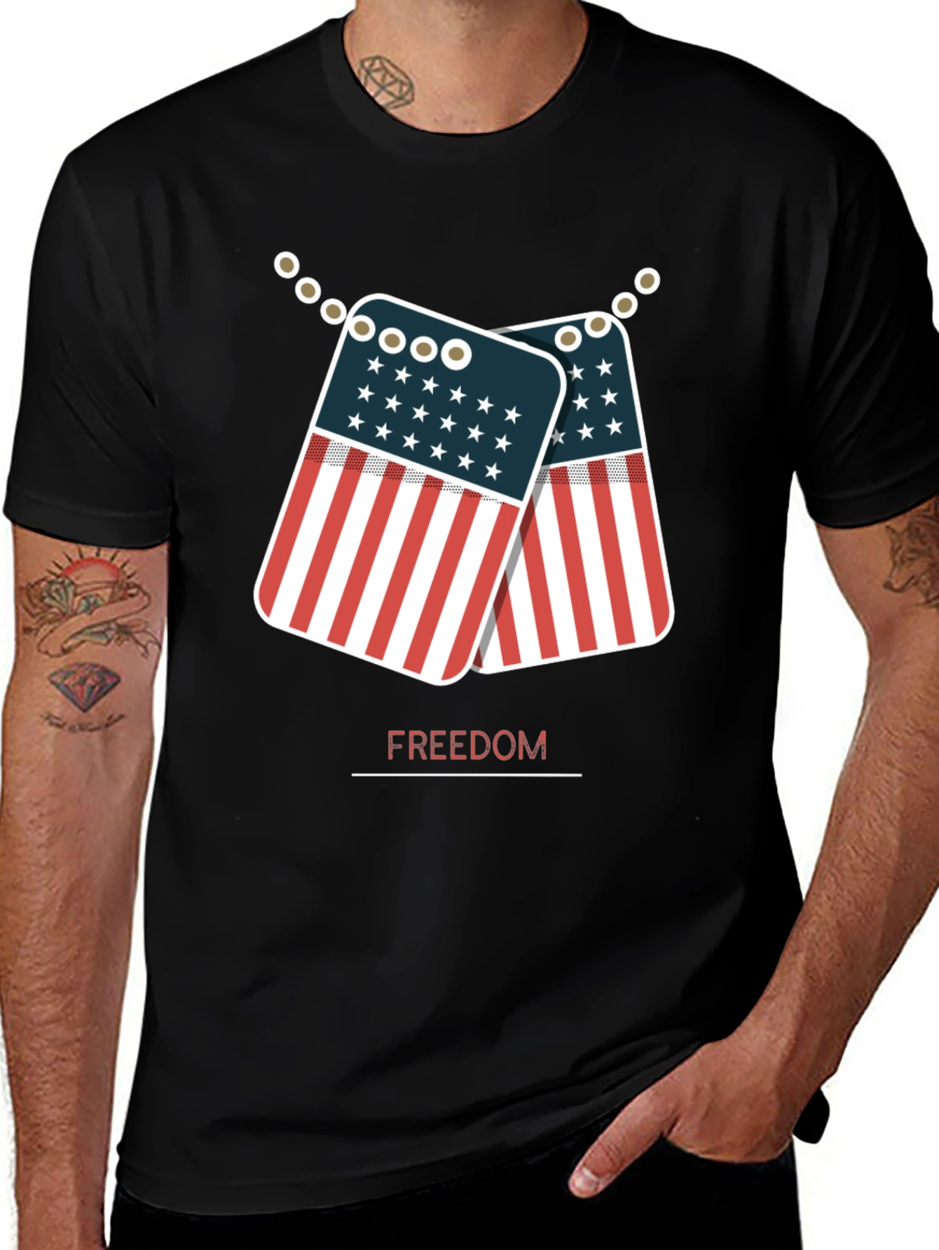 Variant 19 of Freedom American Flag Dog Tag Graphic T-Shirt