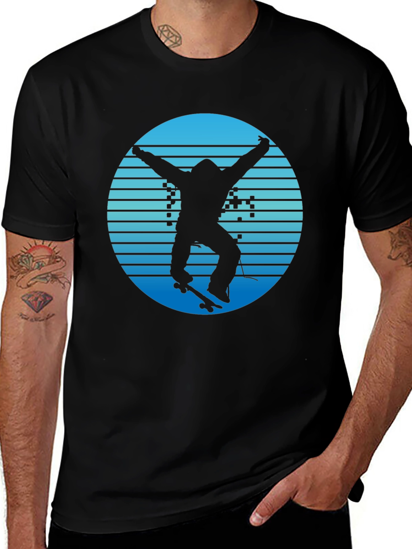 Variant 27 of Skateboarding Silhouette Graphic T-Shirt
