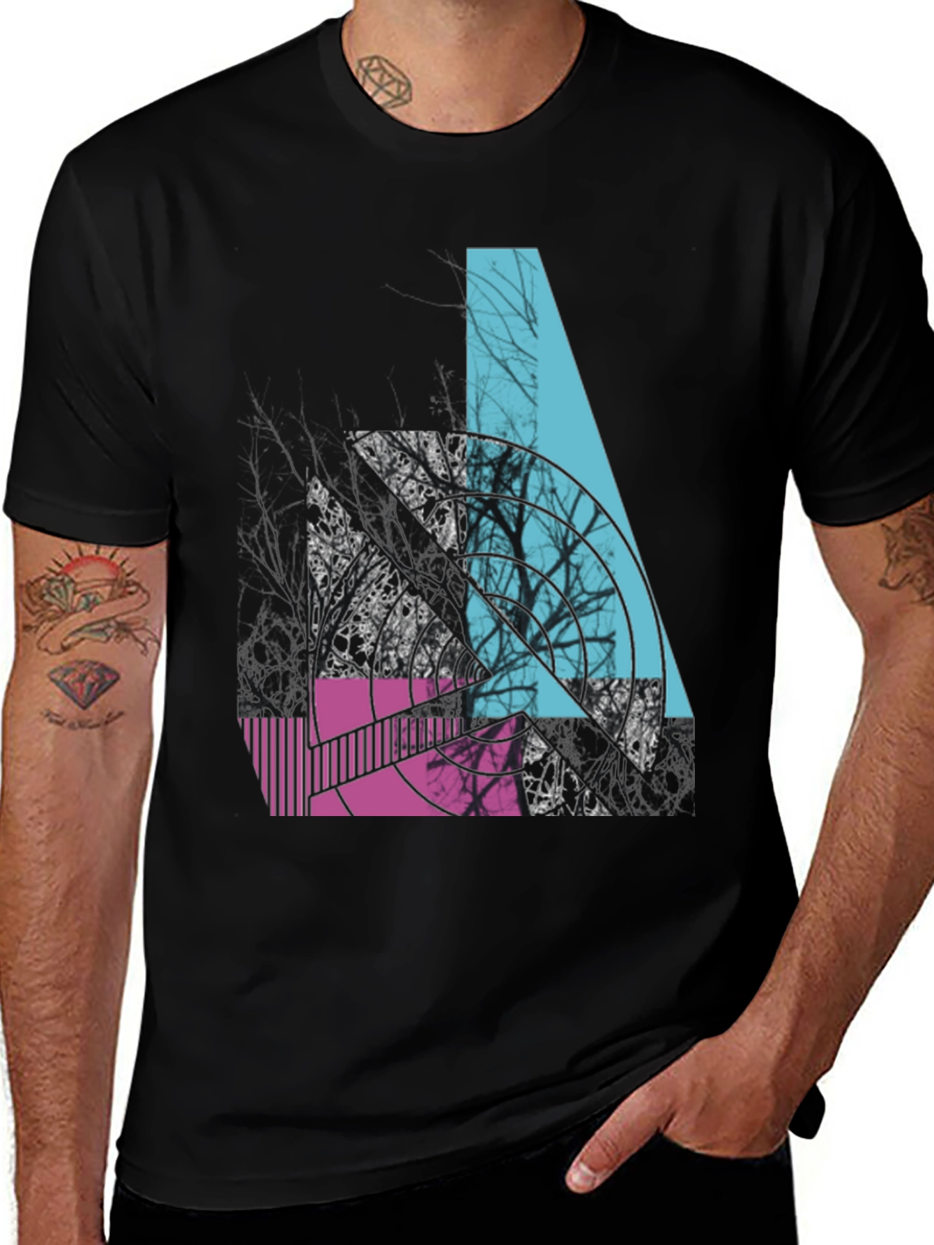 Variant 28 of Abstract Graphic Print Black T-Shirt