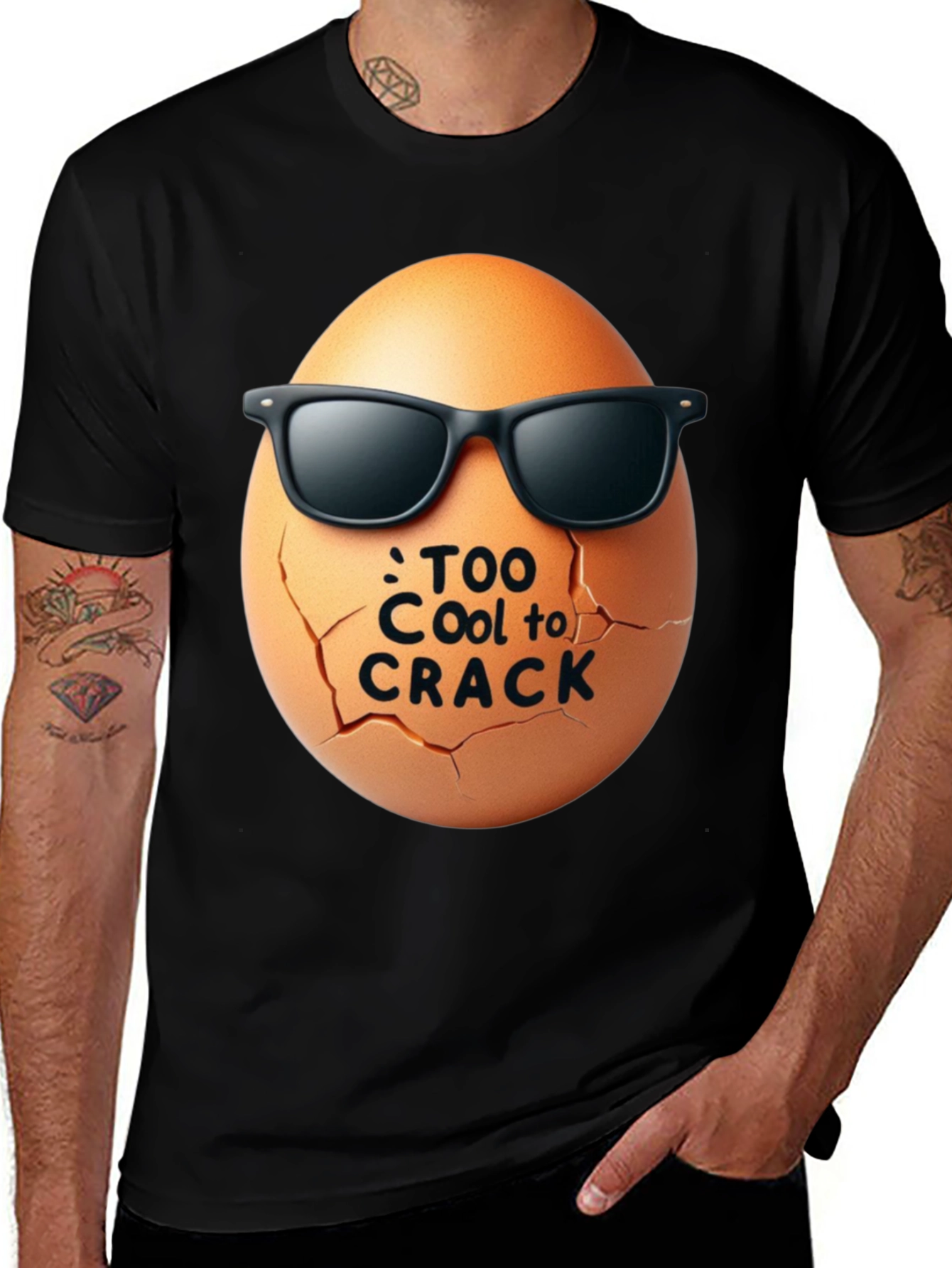 Black Cool Egg Graphic Tee - Too Cool to Crack main image