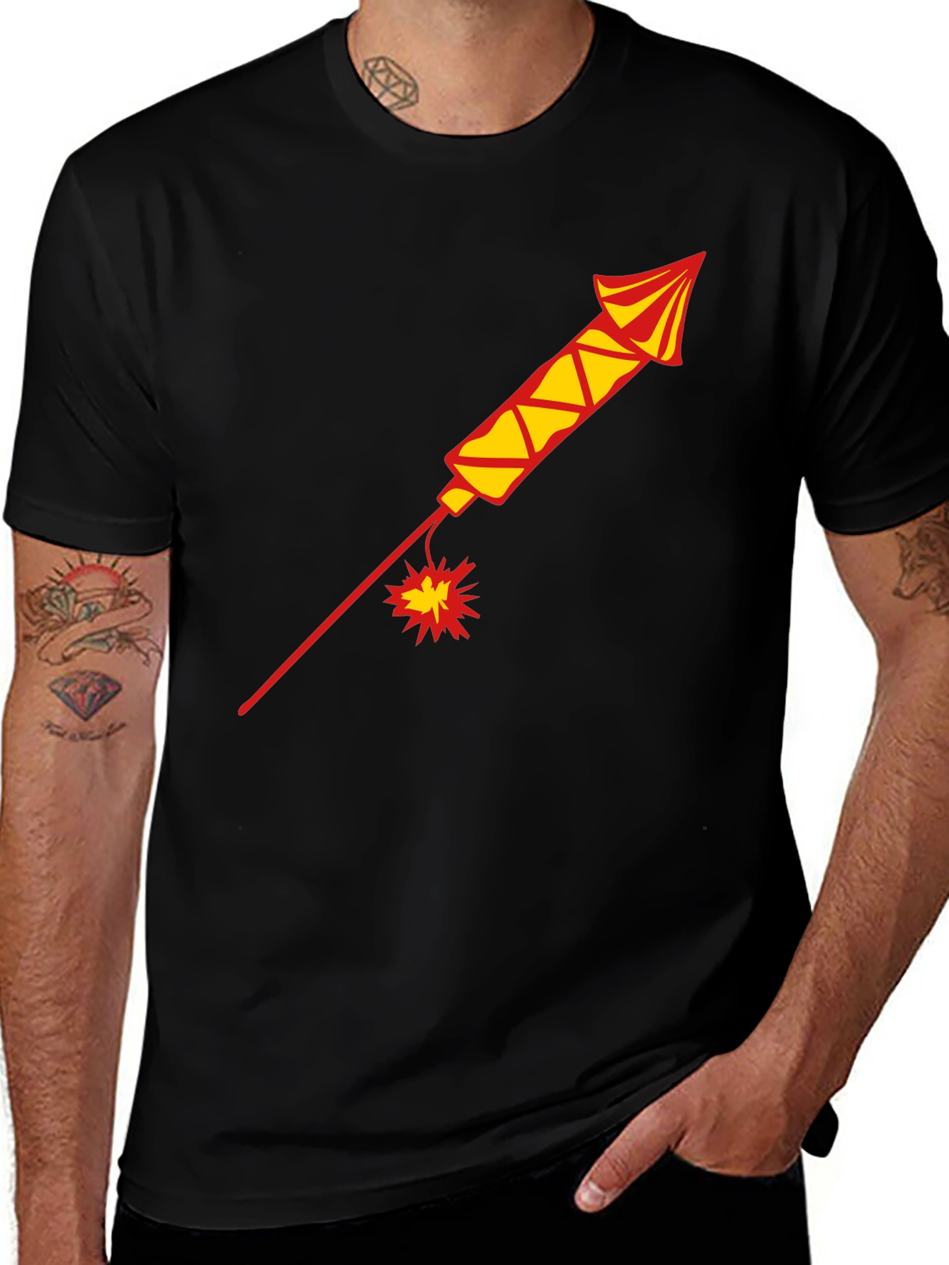 Variant 16 of Black T-Shirt with Firework Design