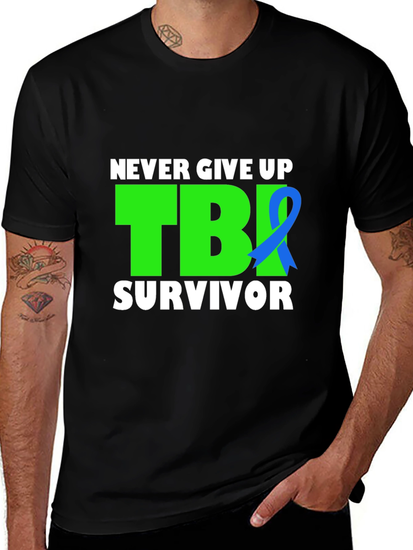 TBI Survivor T-Shirt - Never Give Up Awareness Tee