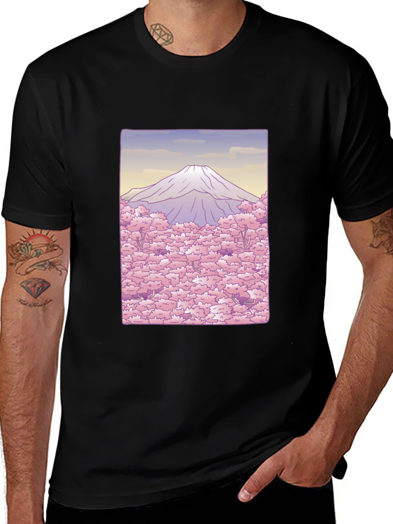 Variant 18 of Mount Fuji Cherry Blossom Graphic Tee