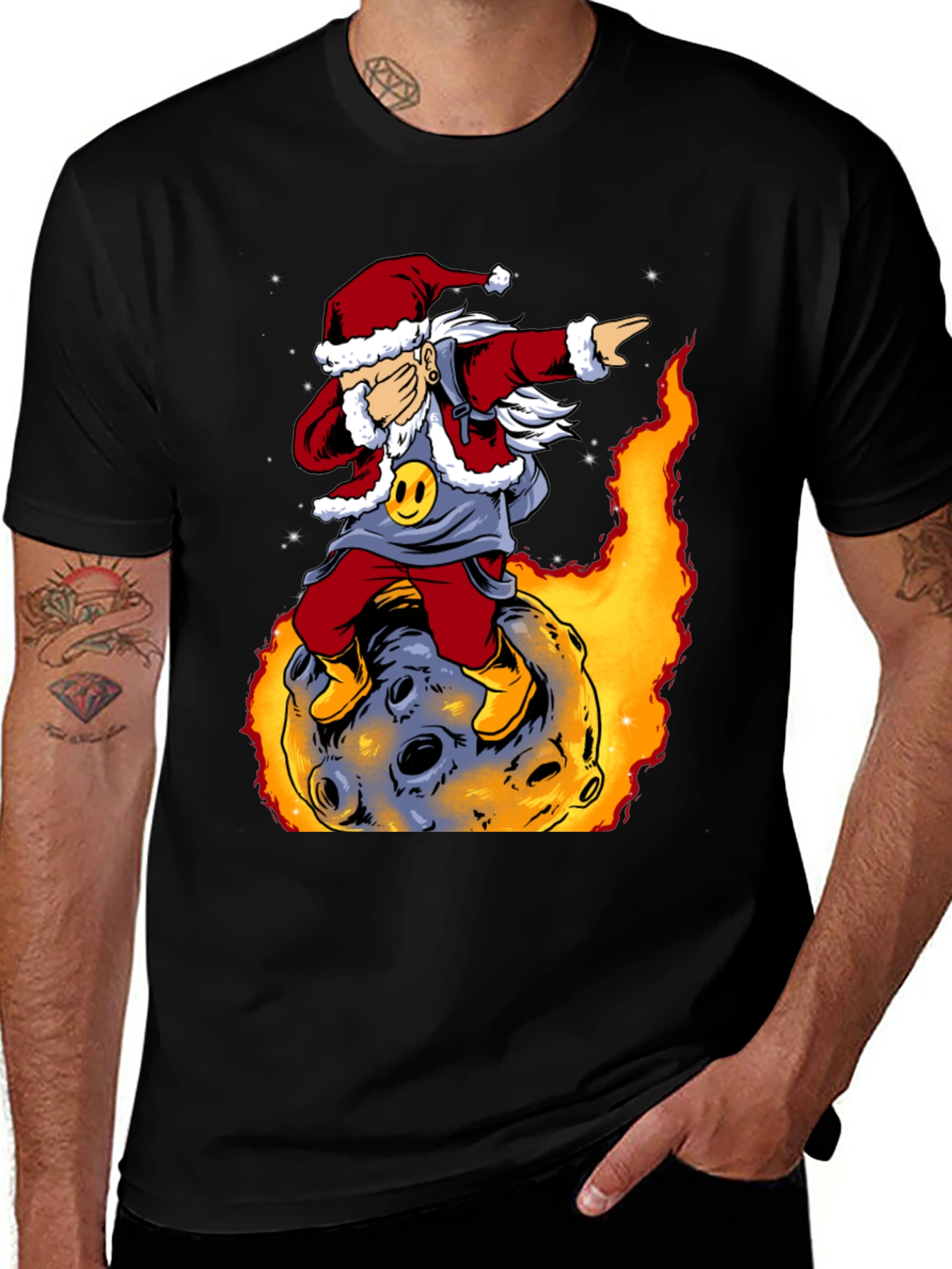 Santa Dabbing on Moon T-Shirt
