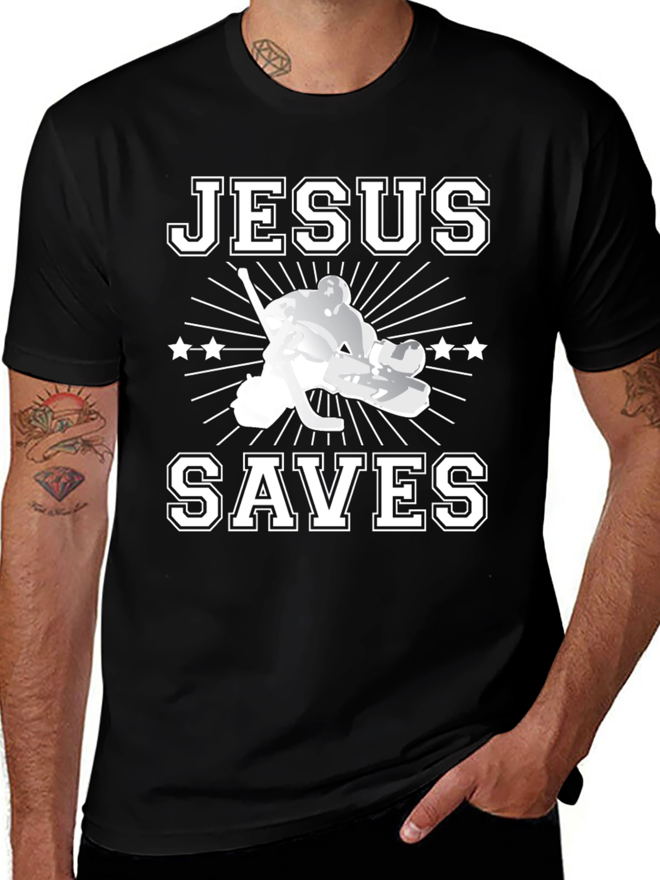 Variant 19 of Jesus Saves Hockey Graphic T-Shirt