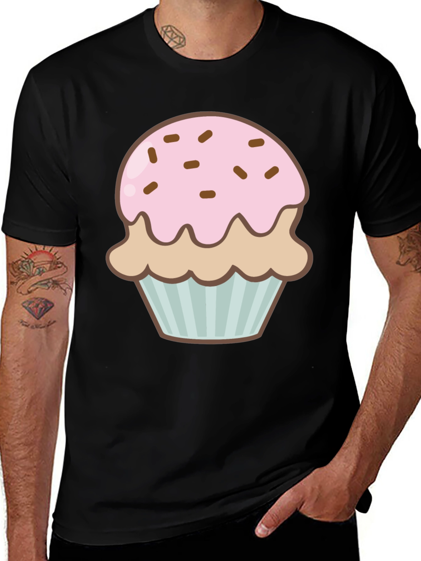 Variant 16 of Cupcake Graphic Print Black T-Shirt