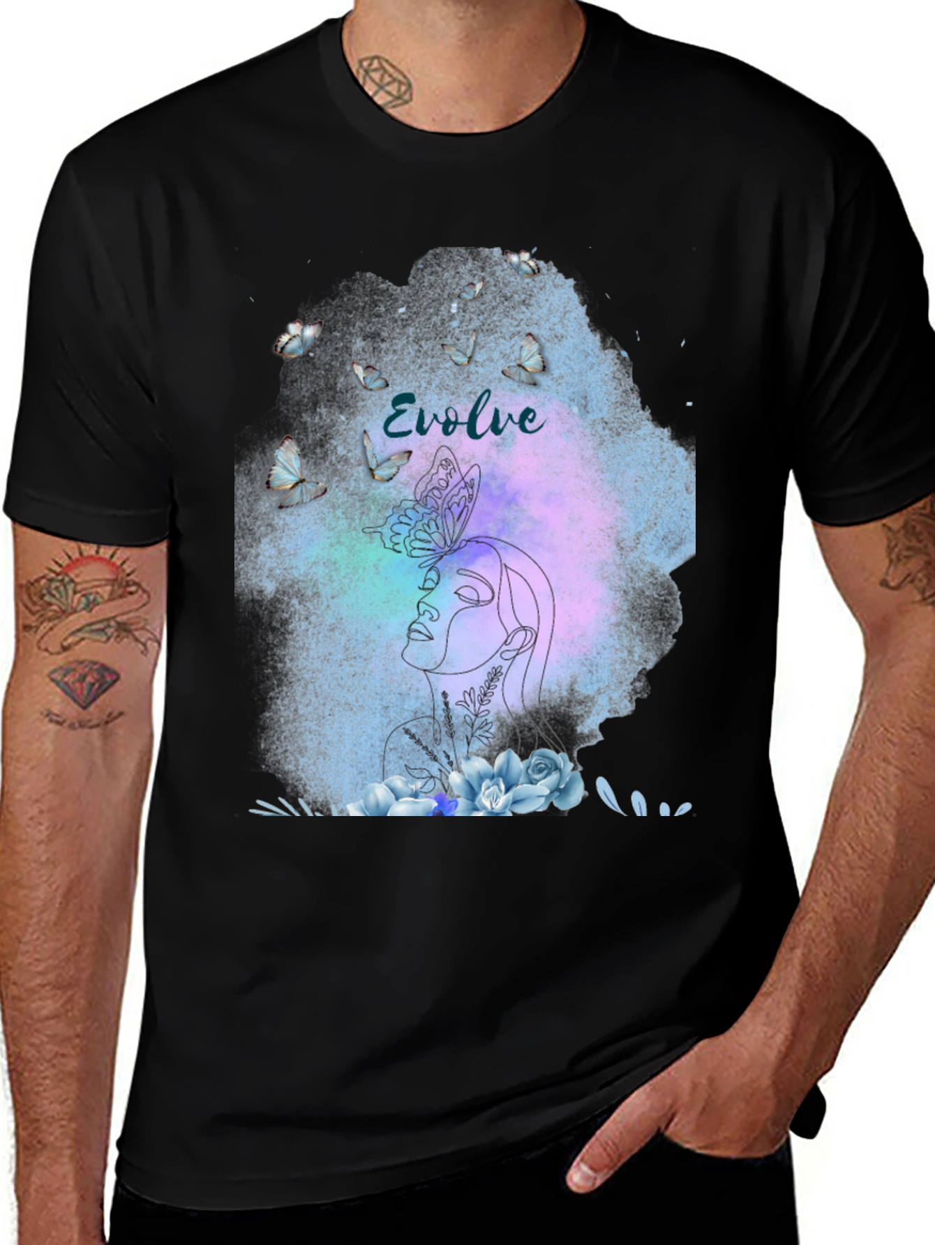 Evolve Butterfly Graphic Black T-Shirt