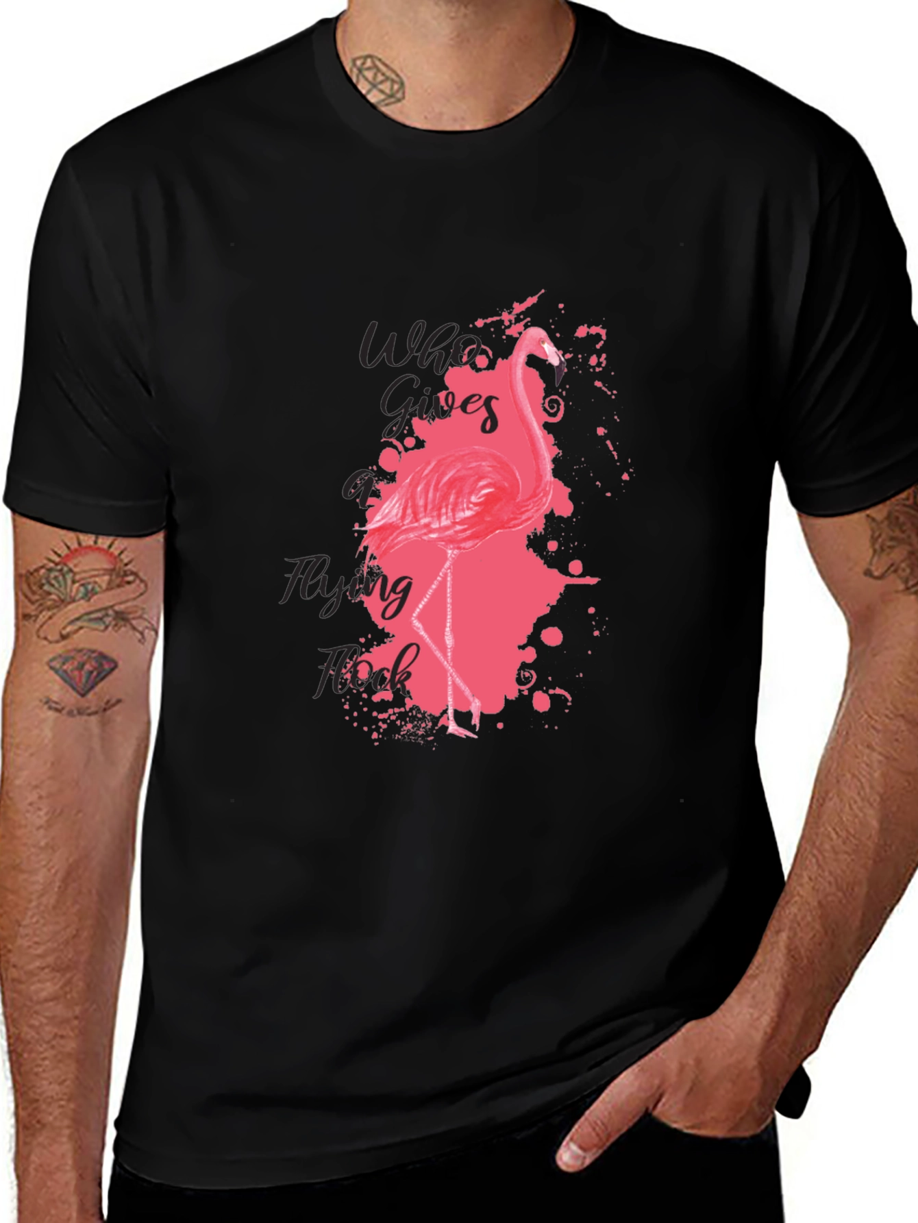 Variant 15 of Flamingo Graphic Tee - Who Cares? Flying Pink